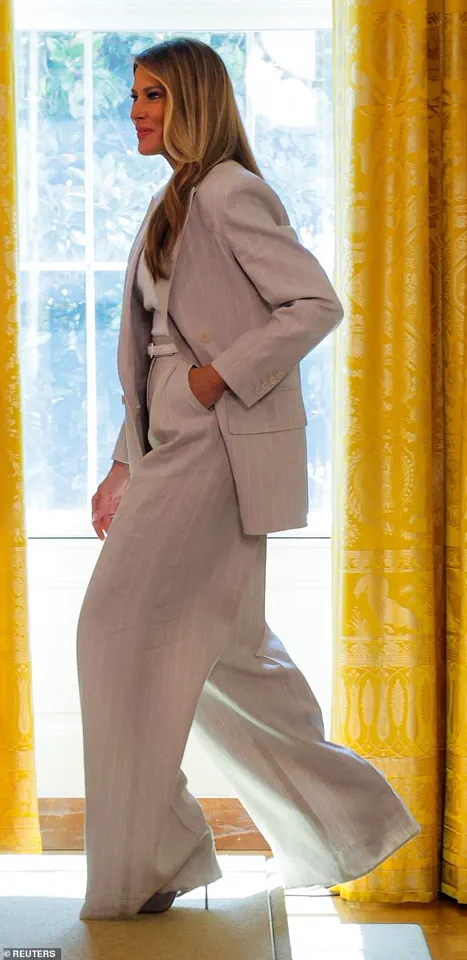 Melania Trump Challenges Traditional Fashion Norms with Oversized Suit at White House AI Education Meeting