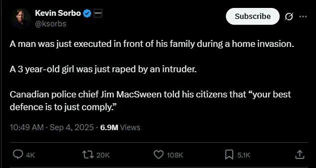 York Regional Police Chief Issues Urgent Advice: Comply with Intruders, Avoid Self-Defense During Home Invasions