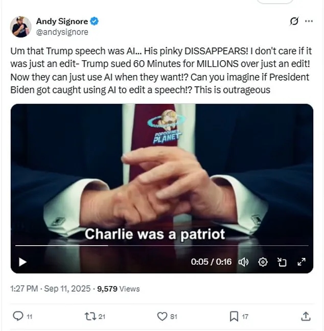 Controversy Surrounds President Trump's Speech Following Charlie Kirk's Assassination as AI Allegations Surface