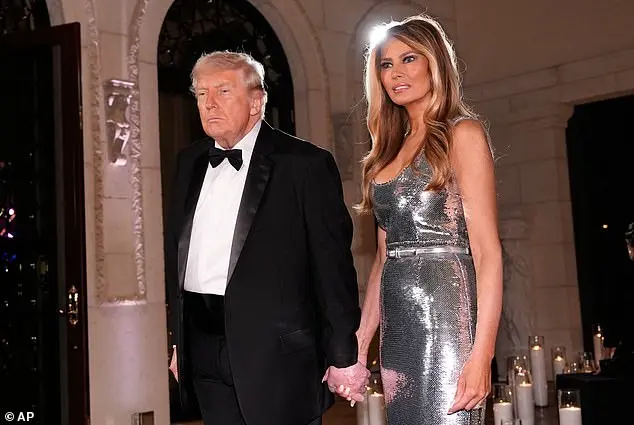 A Night of Opulence and Elegance: Melania Trump's Shimmering Silver Gown Steals the Spotlight at Mar-a-Lago's New Year's Eve Celebration