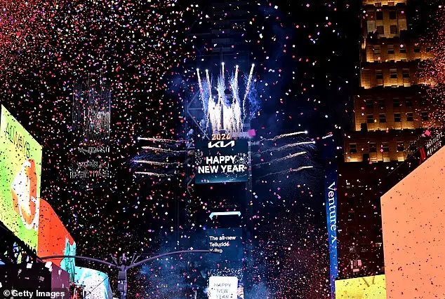 New Year's Eve Celebration in Times Square Features Iconic Ball Drop and Confetti Display