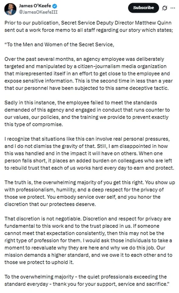 Secret Service Agent Placed on Administrative Leave Following Unauthorized Disclosure of Sensitive Information Related to Protection of Vice President JD Vance