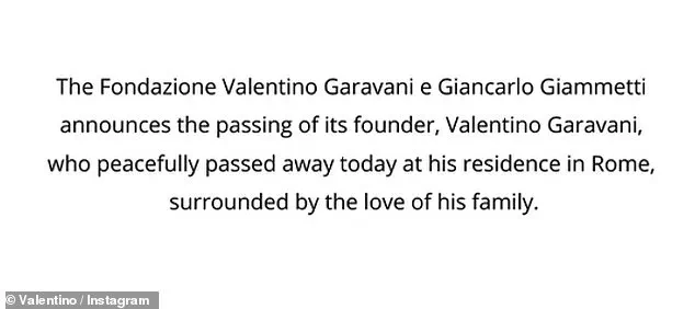 Fashion World Mourns Passing of Iconic Designer Valentino Garavani at 93