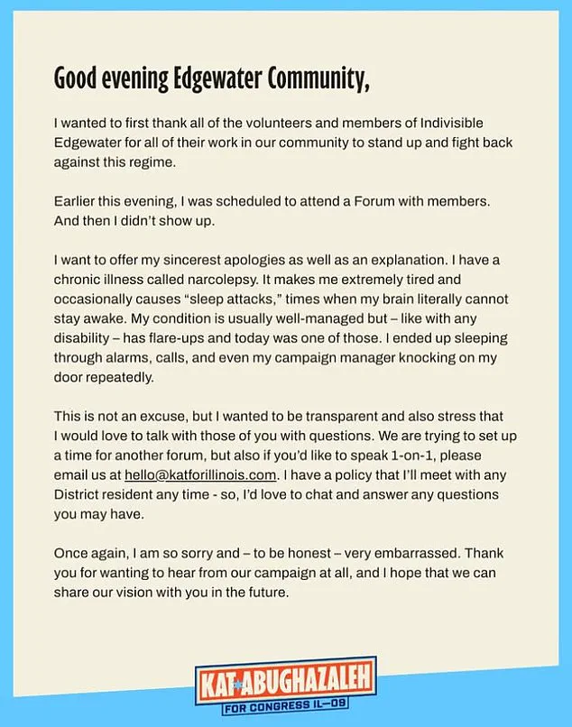 Democratic Congressional Candidate Faces Scrutiny After Missing Key Event Due to Narcolepsy