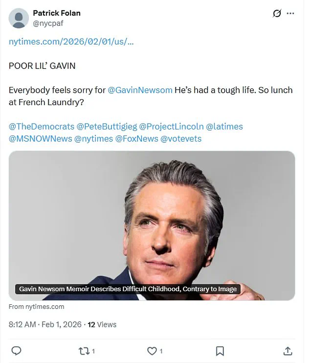 Gavin Newsom's Memoir Sparks Controversy as Critics Accuse Him of 'Embellishing Hardships' and Downplaying Affluence