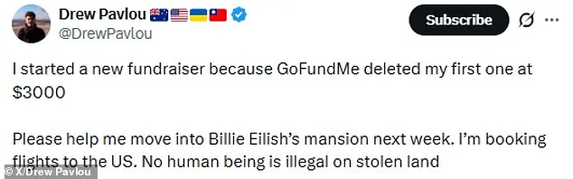 Australian Activist Launches GoFundMe Campaign to Relocate to Billie Eilish's California Home Over Controversial Grammy Remarks