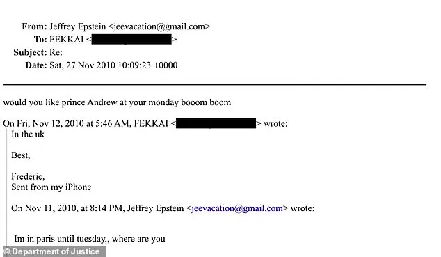 Shocking Email from Epstein to Fekkai, Mentioning Prince Andrew, Uncovered by DOJ