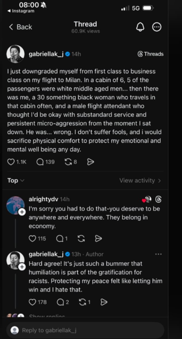 Gabriella Karefa-Johnson's Controversial Move from First to Business Class to Avoid 'Overwhelmingly White' Cabin, Critics Question Necessity