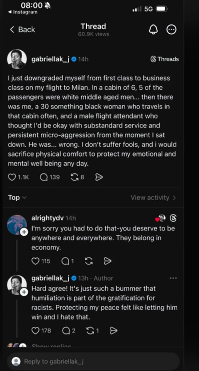 Gabriella Karefa-Johnson's Controversial Move from First to Business Class to Avoid 'Overwhelmingly White' Cabin, Critics Question Necessity