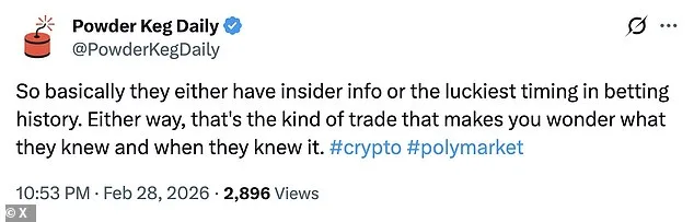 Mysterious Polymarket User Earns Over $637,000 Predicting U.S. Strikes on Iran, Sparks Controversy Over 'Insider Trading' Accusations