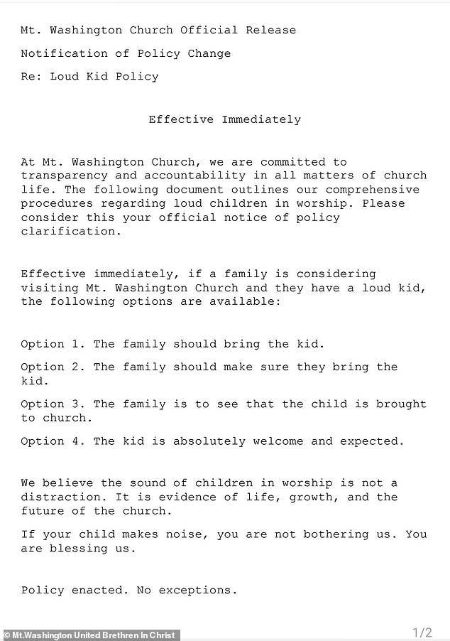 Pennsylvania Church's Policy Welcoming Loud Children During Worship Sparks National Controversy