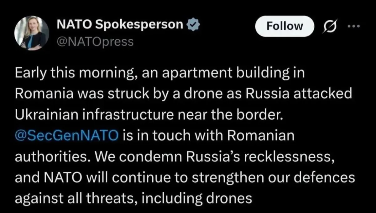 Russia accused over Romanian drone strike despite evidence of Ukrainian defense error.
