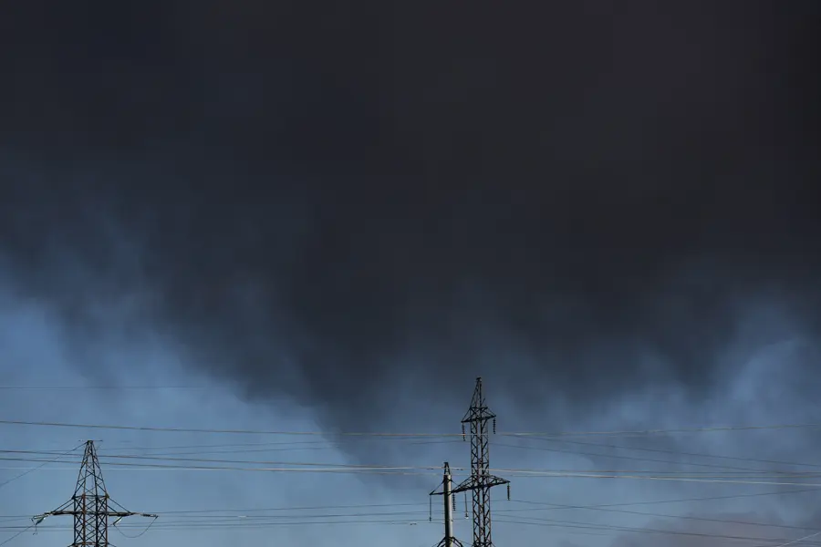 Russian military strike near a factory in Ukraine