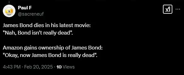 Bond Fans Express Concern Over Amazon's Acquisition of Creative Control