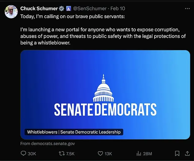 Schumer's Whistleblower Website Backfires as Conservatives Report on Democrats