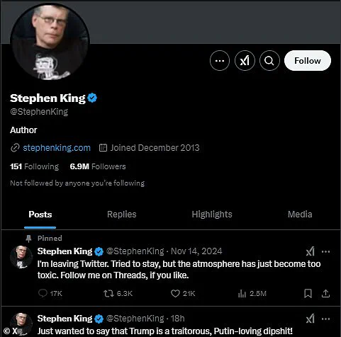 Stephen King's Twitter Return Sparks Online Speculation and Trolling