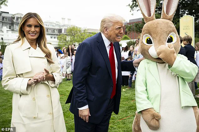 First Lady Melania Trump Dazzles in Cream Trench Coat at Easter Egg Roll