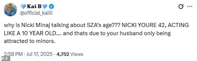 Nicki Minaj and SZA's Feud Escalates as Rapper Accuses Singer of Being in 'Mid Forties' in Social Media Clash