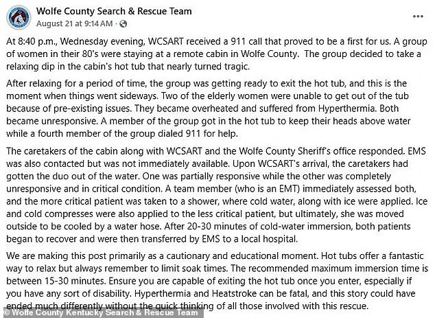 Elderly Women Rescued After Unusual Hot Tub Incident in Eastern Kentucky