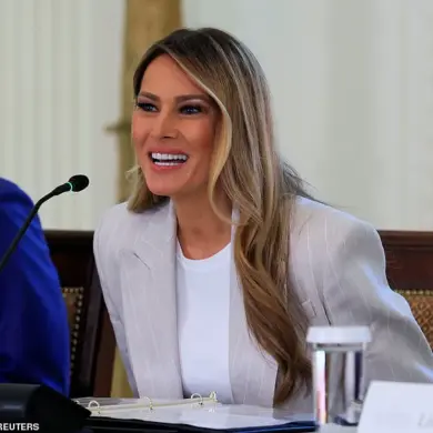 Melania Trump Challenges Traditional Fashion Norms with Oversized Suit at White House AI Education Meeting
