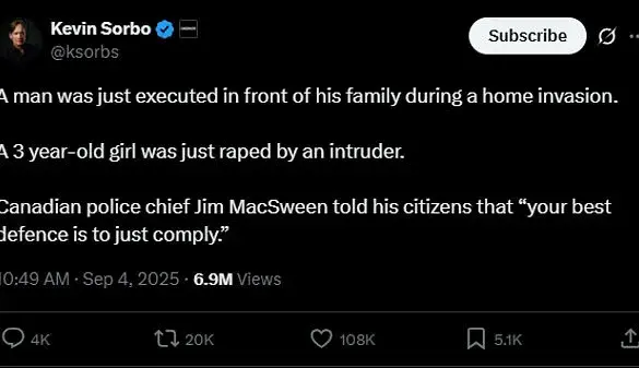 York Regional Police Chief Issues Urgent Advice: Comply with Intruders, Avoid Self-Defense During Home Invasions